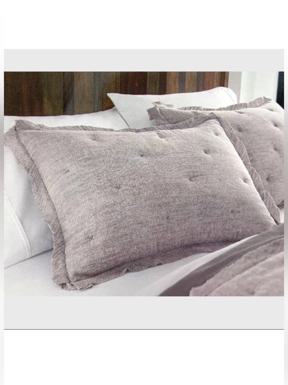 Threshold Linen Blend Gray Chambray Raw Edge Standard Shams - Set of 2 18”x23”